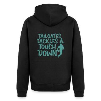 Tailgates Tackles and Touch Down America - Unisex Premium Organic Zip Hoodie - black - Back - Nico (187cm)