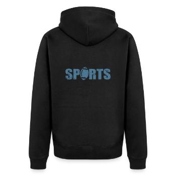 Sports Football Amerika Sport Touchdown - Unisex Premium Bio Zip Hoodie - Schwarz - Hinten - Nico (187cm)