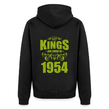 kings are born 1954 - Unisex Premium Organic Zip Hoodie - black - Back - Nico (187cm)