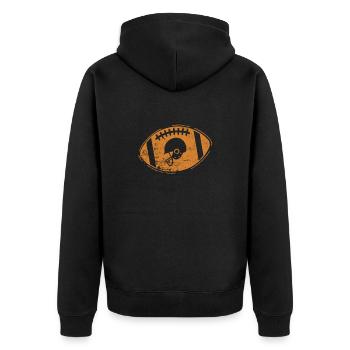 Football mit Helm Amerika Sport Touchdown - Unisex Premium Bio Zip Hoodie - Schwarz - Hinten - Nico (187cm)