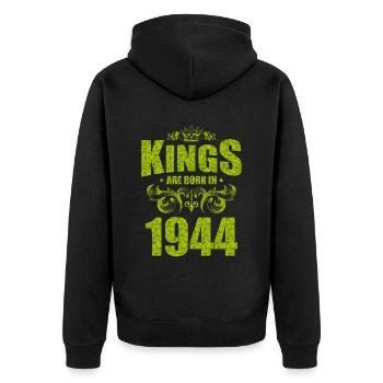 kings are born 1944 - Unisex Premium Organic Zip Hoodie - black - Back - Nico (187cm)