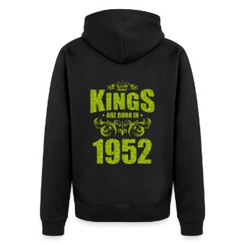kings are born 1952 - Unisex Premium Organic Zip Hoodie - black - Back - Nico (187cm)