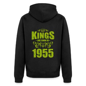 kings are born 1955 - Unisex Premium Organic Zip Hoodie - black - Back - Nico (187cm)
