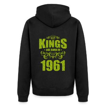 kings are born 1961 - Unisex Premium Organic Zip Hoodie - black - Back - Nico (187cm)