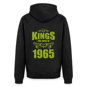 kings are born 1965 - Unisex Premium Bio Zip Hoodie - Schwarz - Hinten - Nico (187cm)