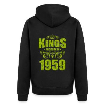 kings are born 1959 - Unisex Premium Organic Zip Hoodie - black - Back - Nico (187cm)