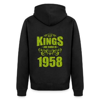 kings are born 1958 - Unisex Premium Organic Zip Hoodie - black - Back - Nico (187cm)