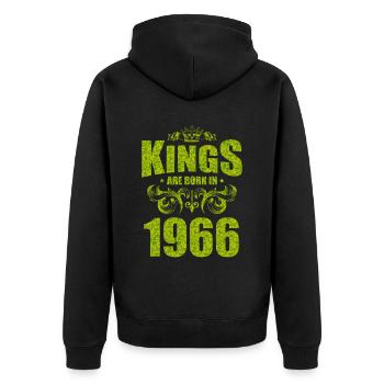 kings are born 1966 - Unisex Premium Organic Zip Hoodie - black - Back - Nico (187cm)