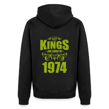kings are born 1974 - Unisex Premium Organic Zip Hoodie - black - Back - Nico (187cm)