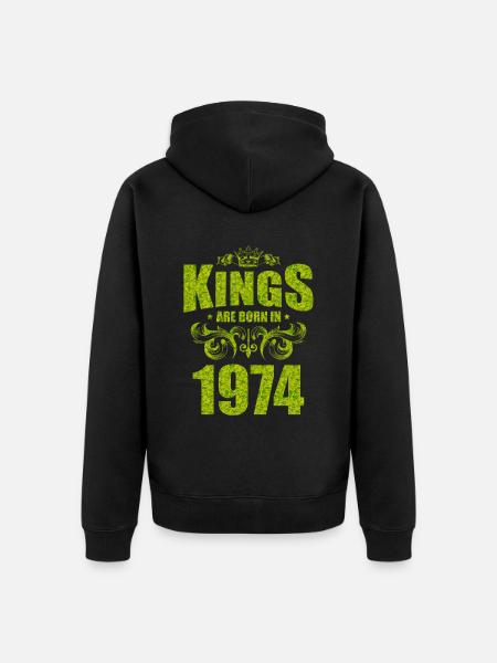 kings are born 1974 - Unisex Premium Organic Zip Hoodie - black