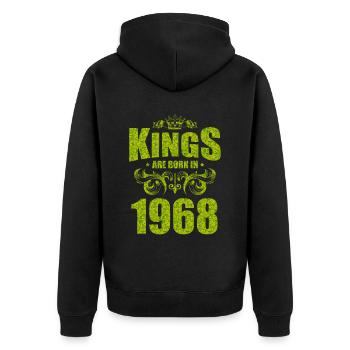 kings are born 1968 - Unisex Premium Organic Zip Hoodie - black - Back - Nico (187cm)