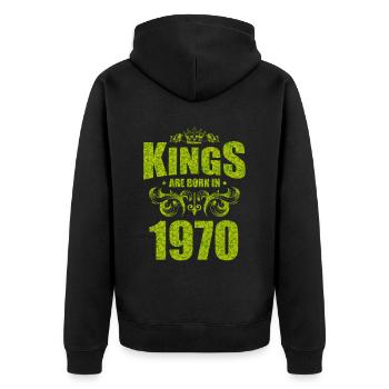 kings are born 1970 - Unisex Premium Organic Zip Hoodie - black - Back - Nico (187cm)