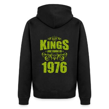 kings are born 1976 - Unisex Premium Organic Zip Hoodie - black - Back - Nico (187cm)