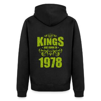 kings are born 1978 - Unisex Premium Organic Zip Hoodie - black - Back - Nico (187cm)