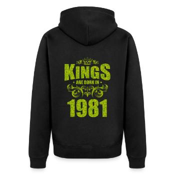 les rois naissent en 1981 - Veste à capuche bio Premium Unisexe - noir - Dos - Nico (187cm)