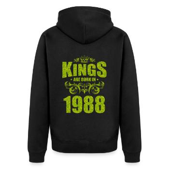 kings are born 1988 - Unisex Premium Organic Zip Hoodie - black - Back - Nico (187cm)