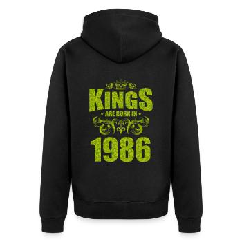 kings are born 1986 - Unisex Premium Bio Zip Hoodie - Schwarz - Hinten - Nico (187cm)