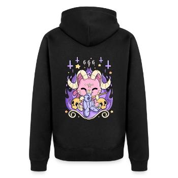Gothic Kawaii Creepy Pastel Goth Chibi Kawaii - Unisex Premium Bio Zip Hoodie - Schwarz - Hinten - Nico (187cm)