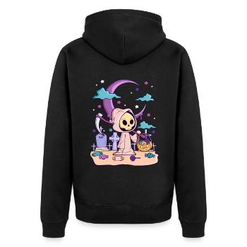Creepy Kawaii Halloween Gruseliges Geschenk Goth - Unisex Premium Bio Zip Hoodie - Schwarz - Hinten - Nico (187cm)