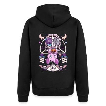 Horror Halloween Creepy Kawaii Pastel Goth - Unisex Premium Bio Zip Hoodie - Schwarz - Hinten - Nico (187cm)