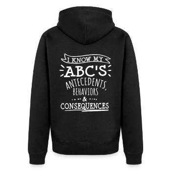 Analyste comportemental Thérapeute Psychologue - Veste à capuche bio Premium Unisexe - noir - Dos - Nico (187cm)