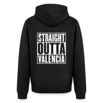 Straight Outta Valencia Vintage - Veste à capuche bio Premium Unisexe - noir - Dos - Nico (187cm)