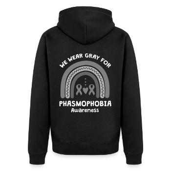 We Wear Gray For Phasmophobia Consciousness - Unisex Premium Organic Zip Hoodie - black - Back - Nico (187cm)