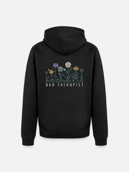 Flower therapist - Unisex Premium Organic Zip Hoodie - black