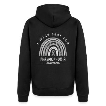 We Wear Gray For Phasmophobia Consciousness - Unisex Premium Organic Zip Hoodie - black - Back - Nico (187cm)