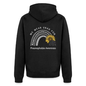 We Wear Gray For Phasmophobia Consciousness - Unisex Premium Organic Zip Hoodie - black - Back - Nico (187cm)