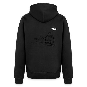 Dog Bulldog Statement Saying - WHAT? - Dog - Unisex Premium Organic Zip Hoodie - black - Back - Nico (187cm)