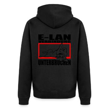 Hund Bulldogge Statement Spruch - E-LAN - Hund - Unisex Premium Bio Zip Hoodie - Schwarz - Hinten - Nico (187cm)