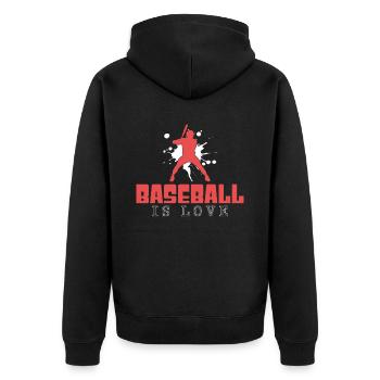 Baseball - Unisex Premium Bio Zip Hoodie - Schwarz - Hinten - Nico (187cm)