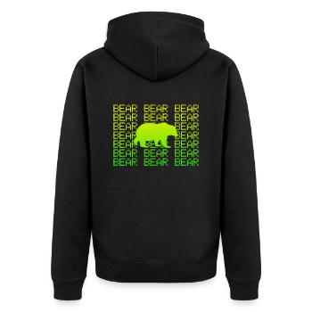 Bär - Unisex Premium Bio Zip Hoodie - Schwarz - Hinten - Nico (187cm)