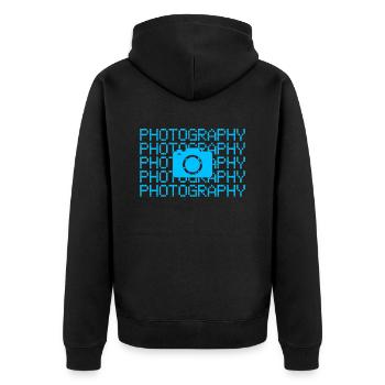 Fotografie - Unisex Premium Bio Zip Hoodie - Schwarz - Hinten - Nico (187cm)