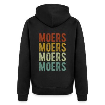 Moers Stadt Retro Vintage - Unisex Premium Bio Zip Hoodie - Schwarz - Hinten - Nico (187cm)