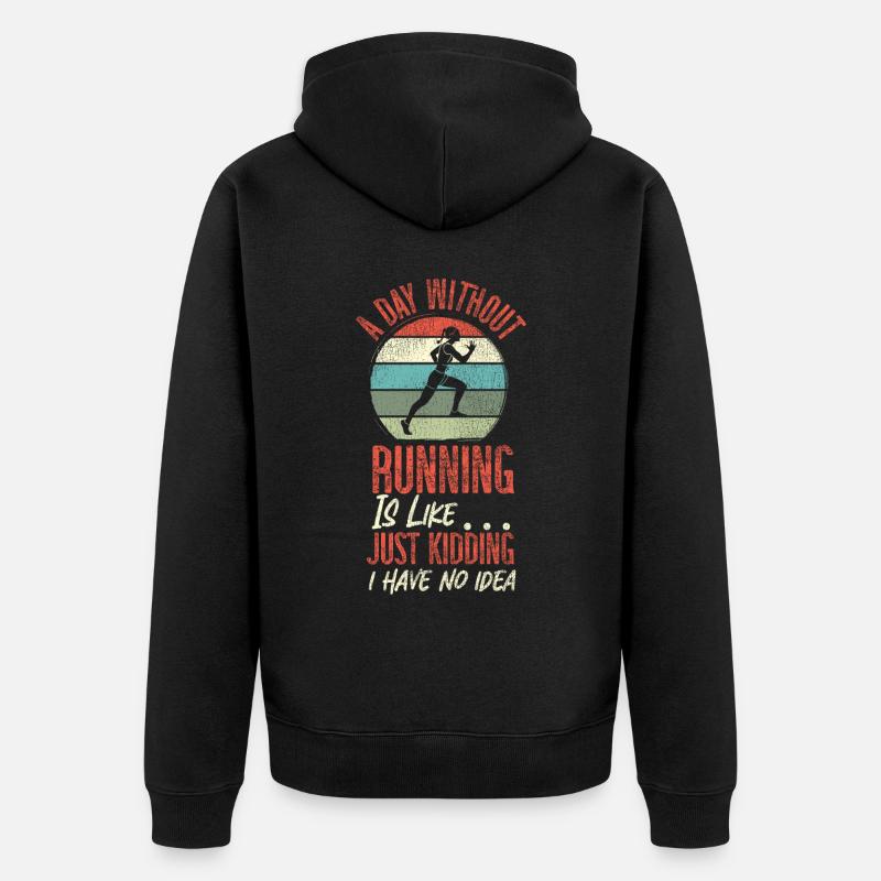 Running Runner Half Marathon - Unisex Premium Bio Zip Hoodie - Schwarz