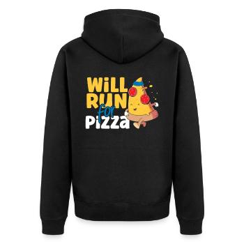 Running Runner Semi-Marathon Pizza - Veste à capuche bio Premium Unisexe - noir - Dos - Nico (187cm)
