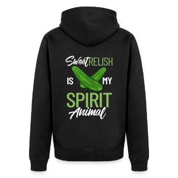 Sweet Relish Pickles Bottle Spice Jar - Unisex Premium Organic Zip Hoodie - black - Back - Nico (187cm)