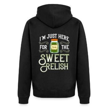 Sweet Relish Pickles Bottle Spice Jar - Unisex Premium Organic Zip Hoodie - black - Back - Nico (187cm)