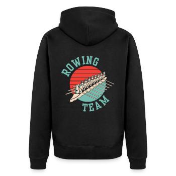 Rudermannschaft Ruderer Ruderboot Rudern Ruder - Unisex Premium Bio Zip Hoodie - Schwarz - Hinten - Nico (187cm)