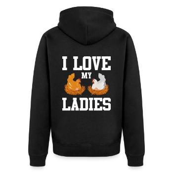 J’aime mes dames Poulet Poussins Poussins Poulets - Veste à capuche bio Premium Unisexe - noir - Dos - Nico (187cm)
