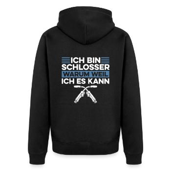 Schmied Schlosser Metallbauer Eisen - Unisex Premium Bio Zip Hoodie - Schwarz - Hinten - Nico (187cm)
