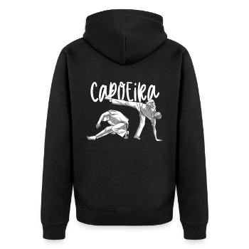 Capoeira Martial Arts Training Hobby Brazilian - Unisex Premium Organic Zip Hoodie - black - Back - Nico (187cm)