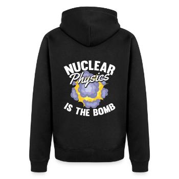 Physik Physiker - Unisex Premium Bio Zip Hoodie - Schwarz - Hinten - Nico (187cm)
