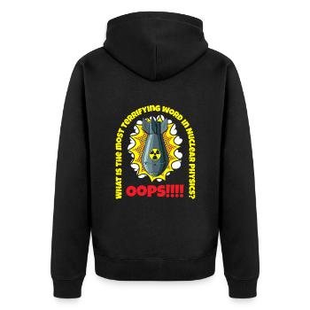 Physik Physiker - Unisex Premium Bio Zip Hoodie - Schwarz - Hinten - Nico (187cm)