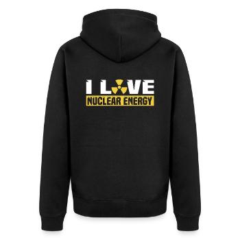 Physik Physiker - Unisex Premium Bio Zip Hoodie - Schwarz - Hinten - Nico (187cm)