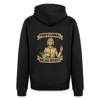 Physik Physiker - Unisex Premium Bio Zip Hoodie - Schwarz - Hinten - Nico (187cm)