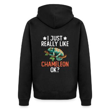 I like Chameleon Lizard Reptile Pet Simple - Unisex Premium Organic Zip Hoodie - black - Back - Nico (187cm)