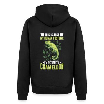 Human Costume Chameleon Lizard Reptile - Unisex Premium Organic Zip Hoodie - black - Back - Nico (187cm)